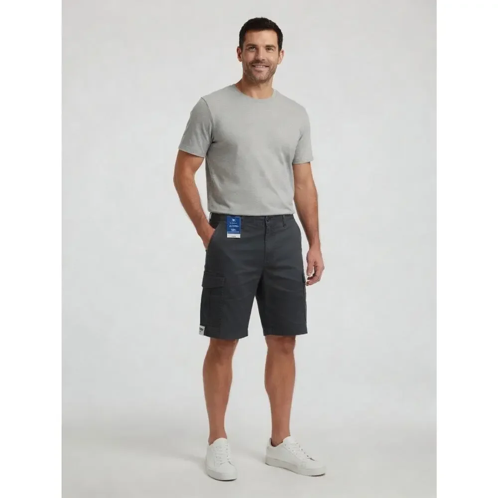 George At The Knee Cargo Shorts – Charcoal Sky